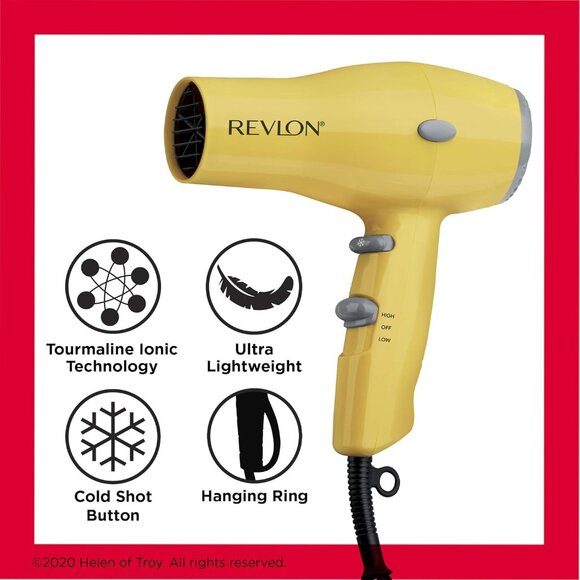 REVLON Compact Hair Dryer | 1875W Lightweight Design, Perfect for Travel, Yellow - Picture 5 of 6
